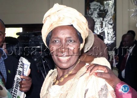 Newly appointed Minister of Chiefs and Traditional Affairs Inonge Wina celebrates her appointment at State House.