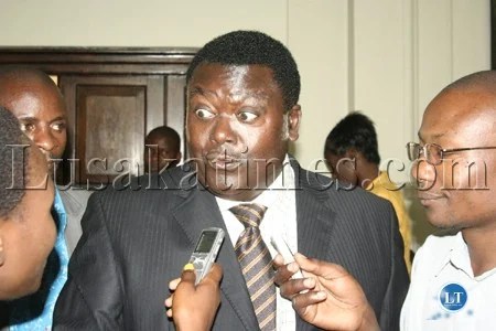 Newly appointed Transport, Works, Supply and Communications Minister Willie Nsanda is interviewed by journalists at State House.