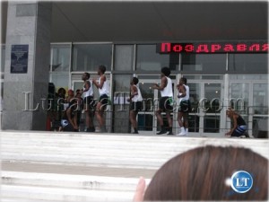 Zambian students at the Russian people's Friendship university (RPFU) on stage dancing to mozegata song "time time"