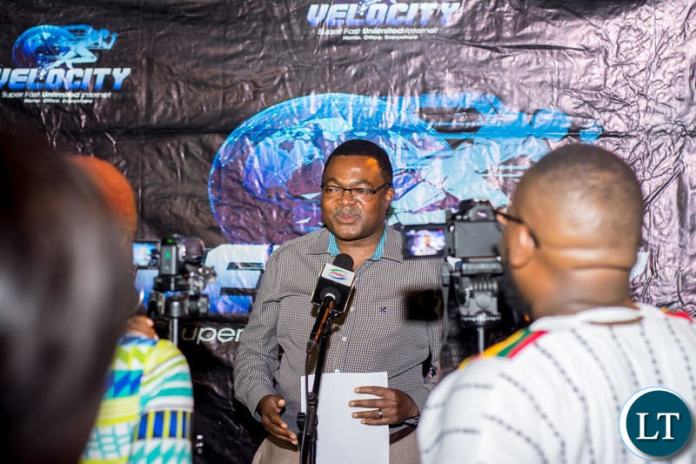 Zamtel Head of Corporate Affairs and Government Relations Reuben Kamanga speaking during the end of the year media engagement in Lusaka